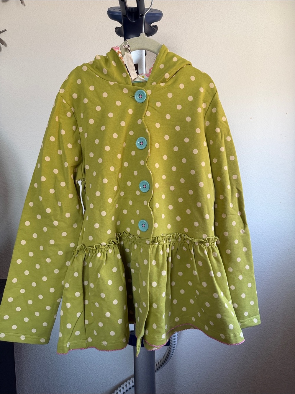 Matilda Jane Lime Green Polka Dot Jacket with Turquoise Buttons